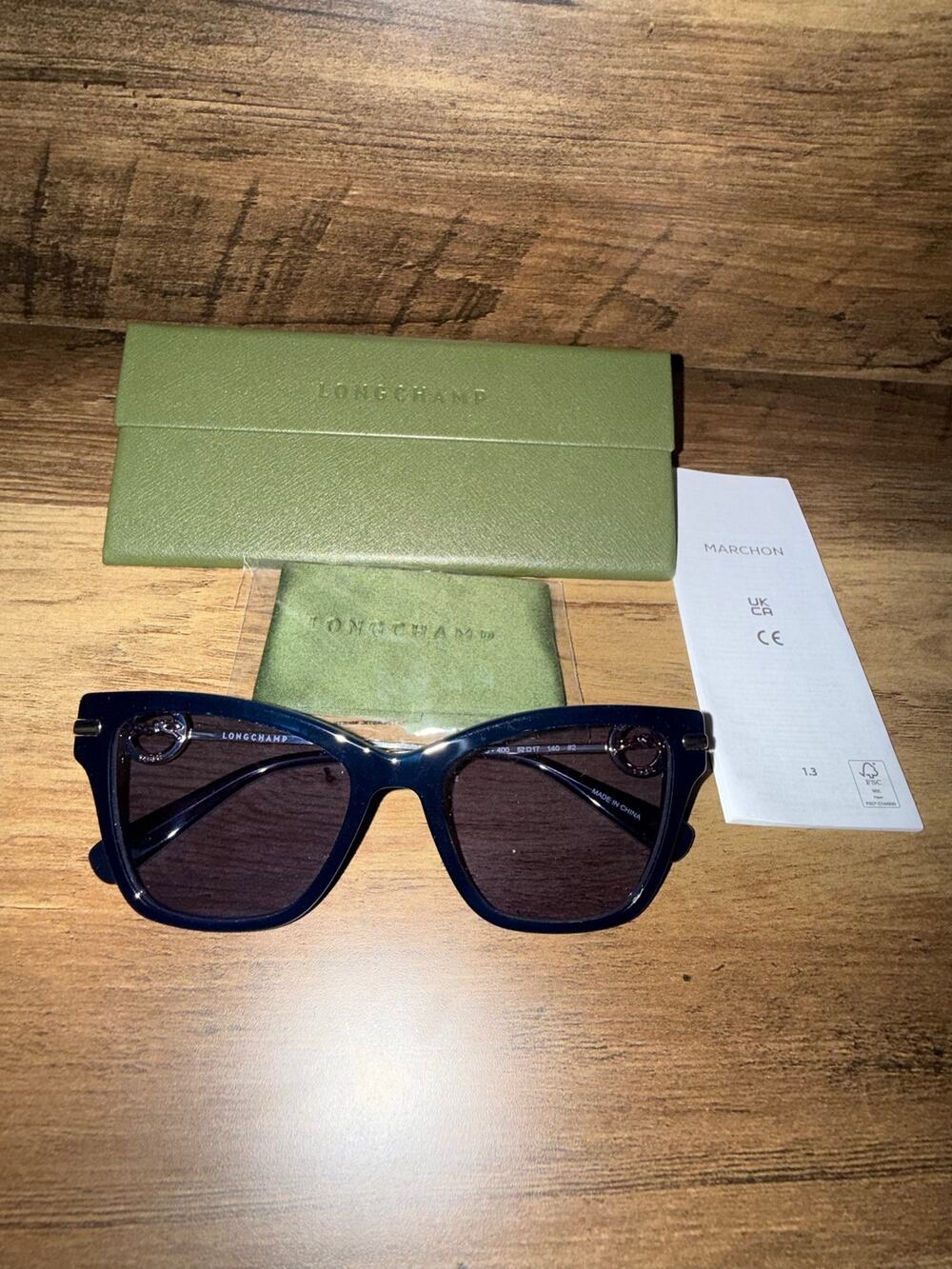 Longchamp LO737S 400 Blue Horse Medallion Cat Eye Sunglasses 52mm